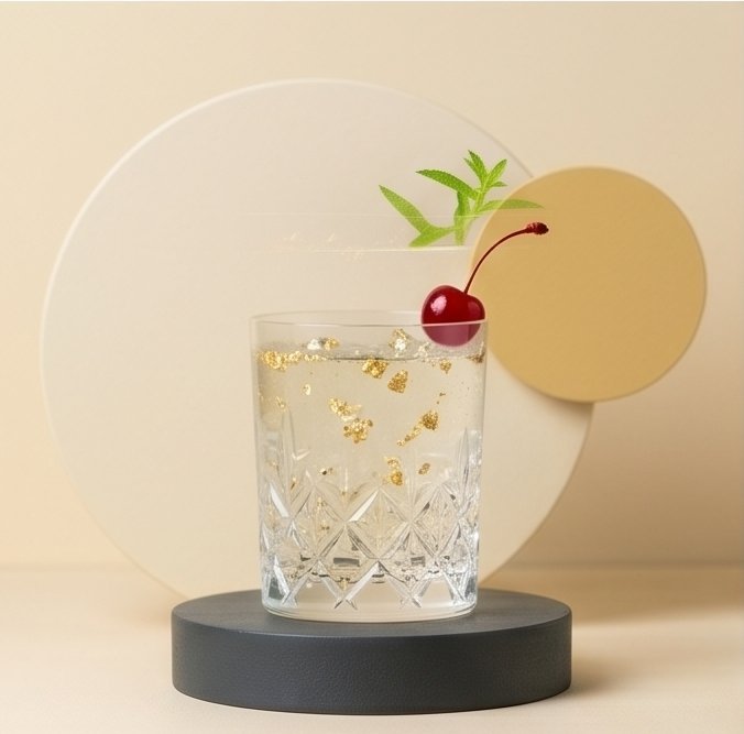 Elevated alcohol-free mocktail with smoked citrus and sage garnish