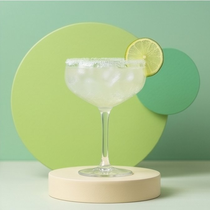 Classic margarita with a salted rim and fresh lime wheel