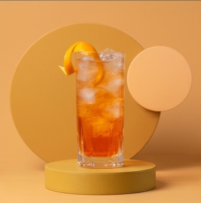 Modern spritz cocktail with prosecco and bittersweet aperitif, garnished with a citrus twist