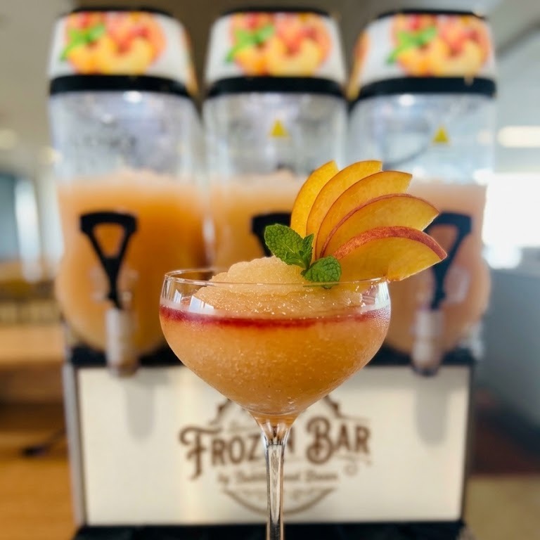 Peach bellini served from The Frozen Bar by Bubbles and Brews Canada