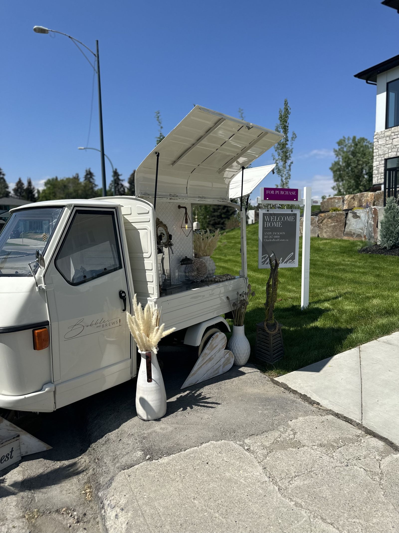 Bubbles and Brews mobile bar activation at a Calgary realtor open house event